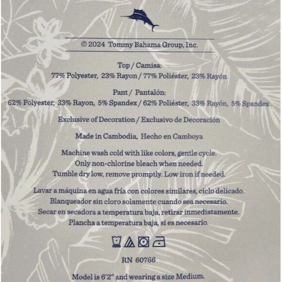 TOMMY BAHAMA Mens 2-piece Relaxed Fit Lounge Set Sz M Blue Gray Soft Pajamas NWT - Picture 10 of 11